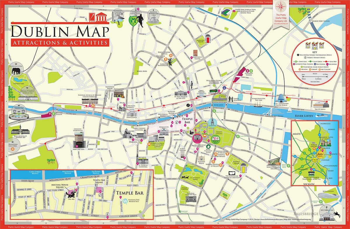 ferðamaður kort af Dublin