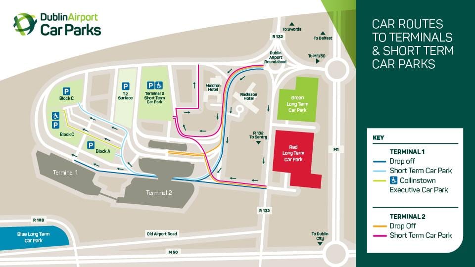 kort af Dublin flugstöðina 2
