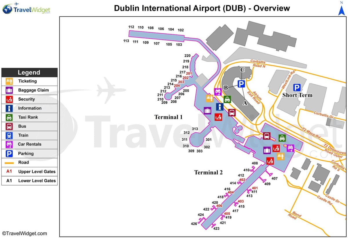 Dublin flugvöllur bílastæðið kort