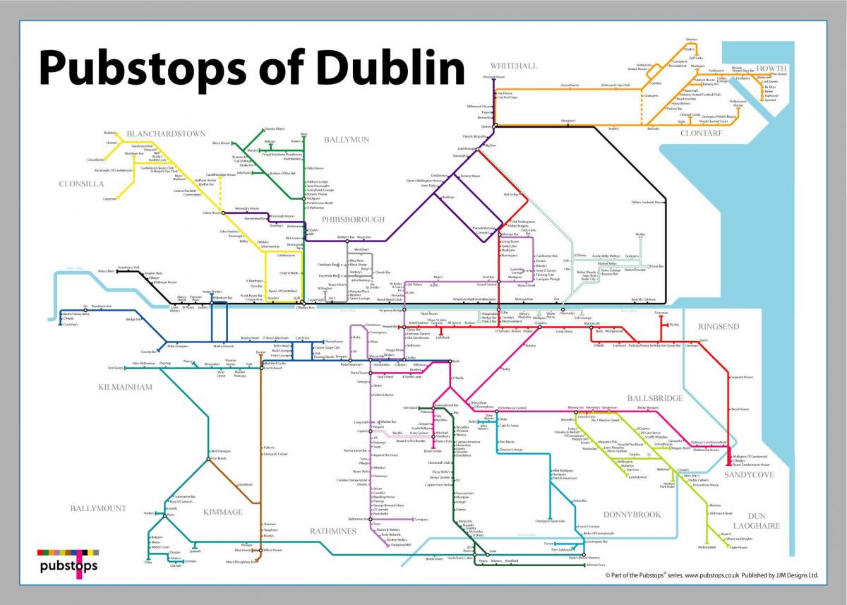 kort af Dublin krám