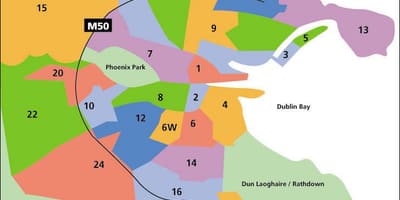 Kort af Dublin svæði