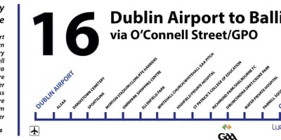 Strætó 16 Dublin kort